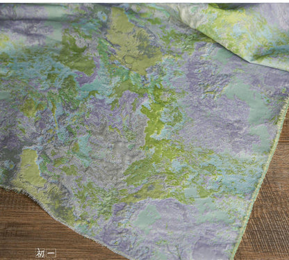 Gold Thread Jacquard Fabric: 3D Oil Painting Texture, 62" Wide