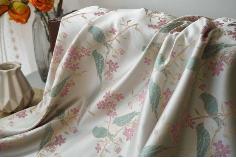 Mandarin Duck Jacquard Fabric: Chinese Style Upholstery, Costume, Drapery (59"W By 1 Meter)