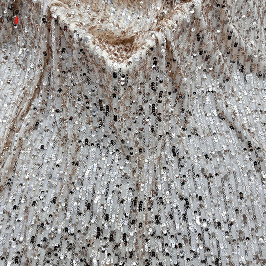 Sequin Lace Fabric: 3D Pleated Embroidery, 49" Wide, For Prom & Wedding