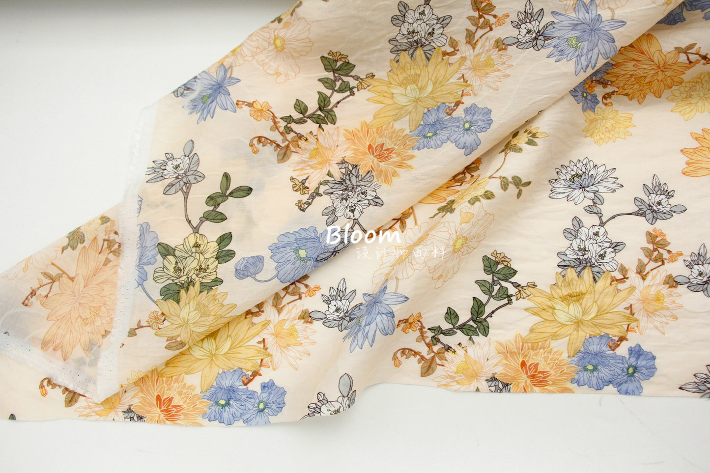 Vintage Floral Hemp Tencel Linen Fabric: Silky Sustainable Material