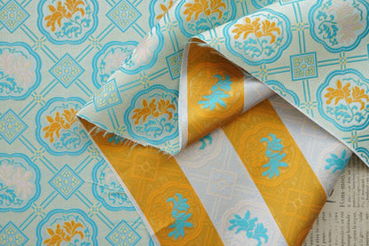 Magnolia Brocade Fabric: Bean Green Chinese Rayon Blend, 64"W