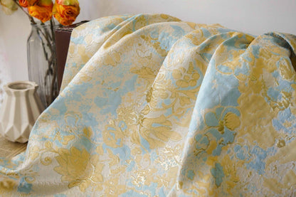 Tissu jacquard à fil doré : texture peinture à l’huile 3D, largeur 140 cm (55 po) – au mètre