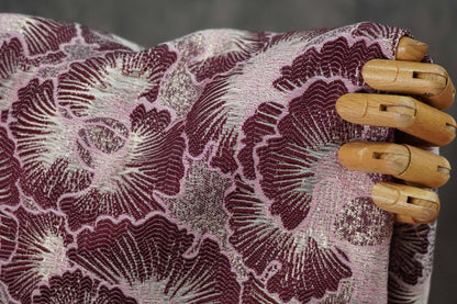Ginkgo Leaf Gold Thread Jacquard Dress Fabric, 56" Wide