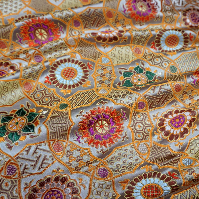 Auspicious Baoxiang Flower Brocade Fabric: Tibetan Robes, Shrines (29.5"W)