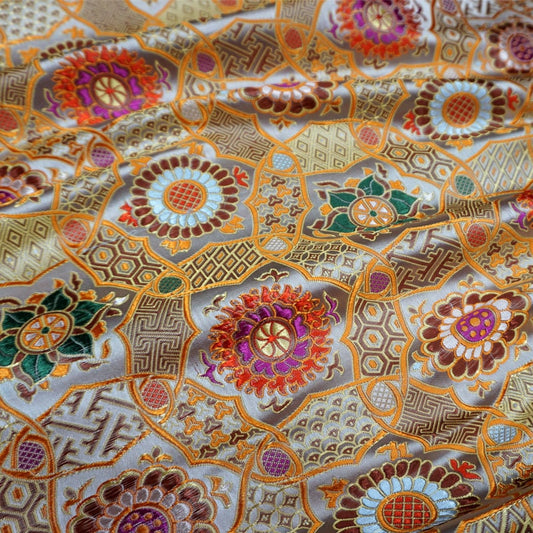Auspicious Baoxiang Flower Brocade Fabric: Tibetan Robes, Shrines (29.5"W)