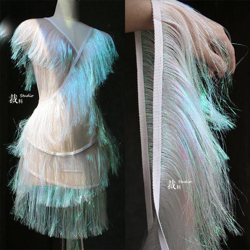 Fringed Polyester Fabric: Handmade Designer Accessory, 20cm Wide