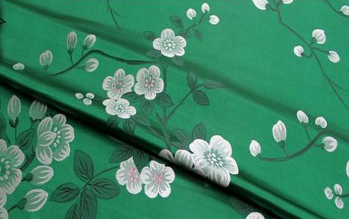 Plum Blossom Brocade Fabric: Chinese Jacquard Silk Rayon Blend