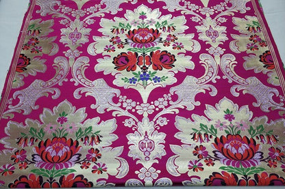Tissu brocart de soie : motif floral pivoine dahlia, 74 cm de large, tissu de mariage