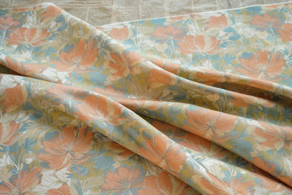 Tissu jacquard à motif floral : Feuilles d'automne, style peinture à l'huile, 157 cm de large