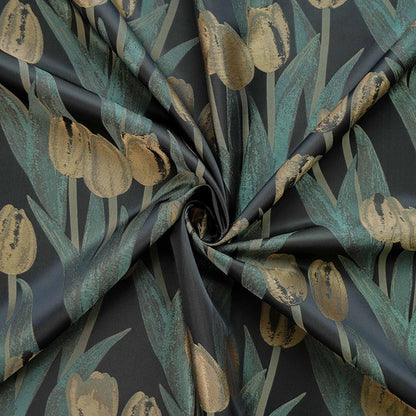 Jacquard Tulip Fabric: Retro Style Yarn-Dyed Upholstery (65"W)
