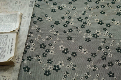 Green Grey Jacquard Fabric: 3D Flower Design, Upholstery & Costume