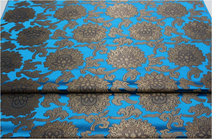 Tissu brocart de soie à motif de lotus : décoration chinoise rétro, matelassage, costume - 75 cm de large