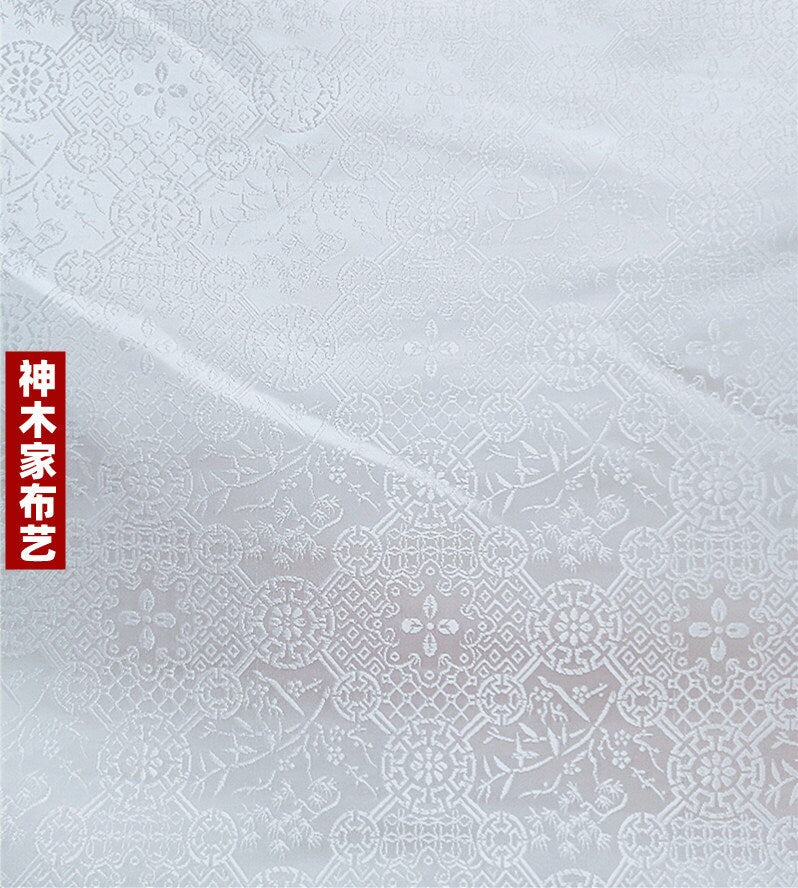 Tissu brocart de rayonne vert émeraude : motif floral et aquatique, 75 cm de large
