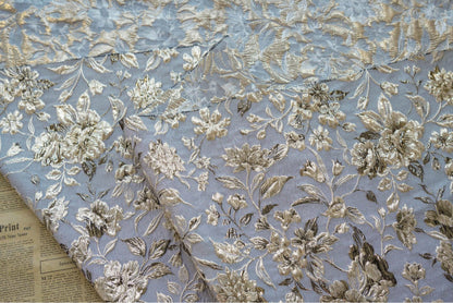 Tissu jacquard floral doré réversible : matériau de couture pour ameublement gaufré, largeur 60