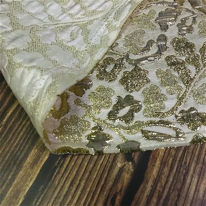 Gold Embossed Jacquard Fabric: 3D Designer Sewing Material, 55" Wide
