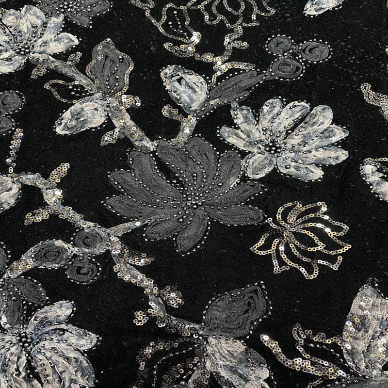 Velvet Lace Trimmed Blazer ��� Beaded Embroidery and Sequins Bridal