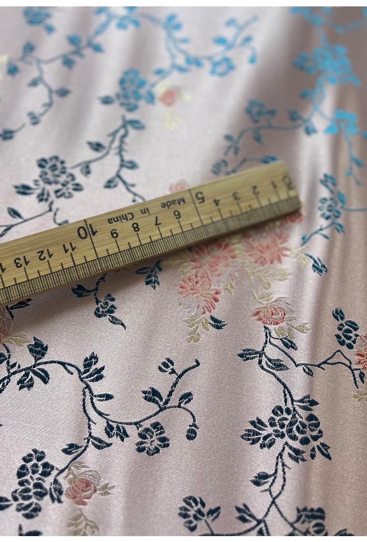 Brocart de soie damassé : tissu chinois à motifs floraux, largeur 75 cm (29,5 po) - Vendu au mètre