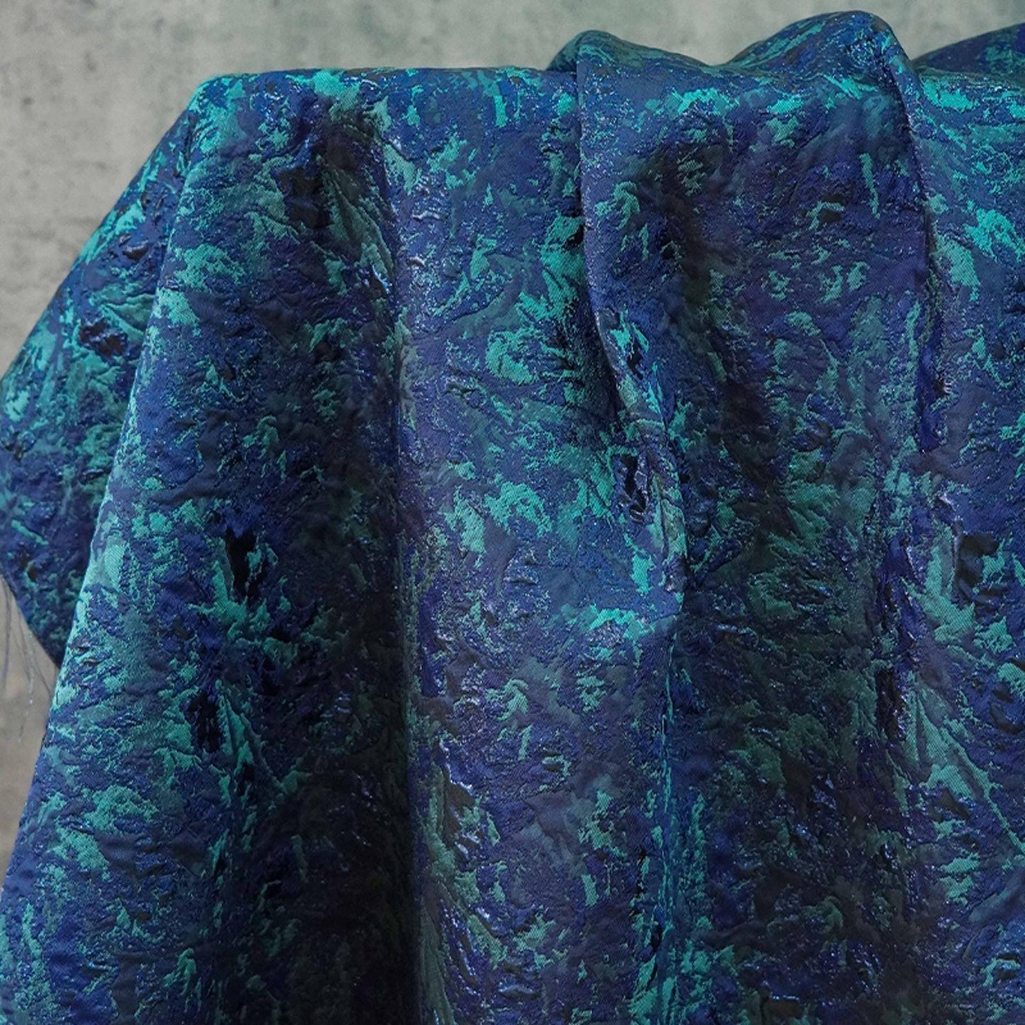 Dark Blue Jacquard Fabric: Retro 3D Texture, Upholstery & Sewing, 59" Wide