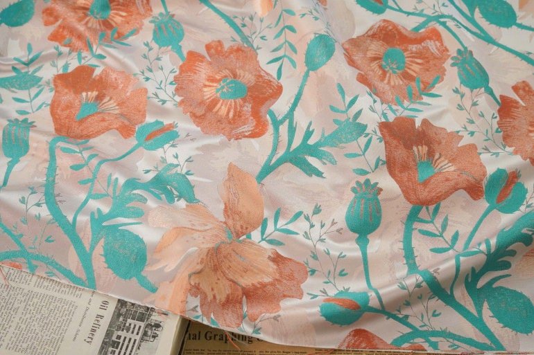 Reversible Rose Jacquard Fabric: Embossed 3D Woven Material, 56"W - Poppylollipop
