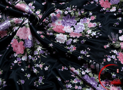 Floral Printed Bridal Satin Fabric: Soft Polyester, 59" Wide