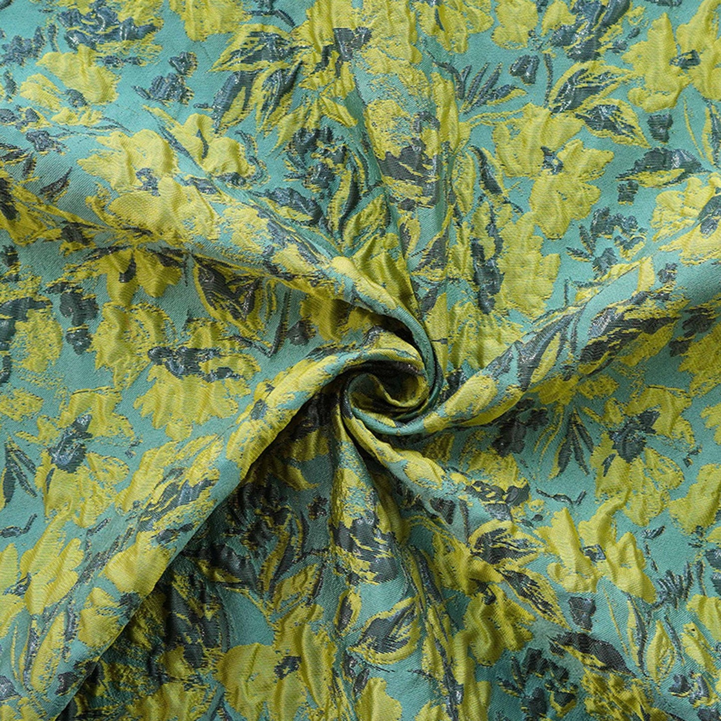 Embossed Floral Jacquard Fabric ��� Gold & Silver Threa" Wide