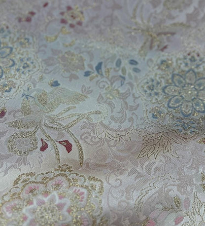 Tissu brocart pivoine phénix - Satin style chinois, 142 cm de large