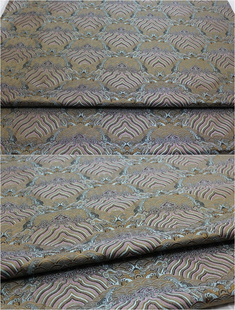 Ocean Waves Silk Rayon Brocade Fabric: Dressmaking Material (29.5"/75cm)
