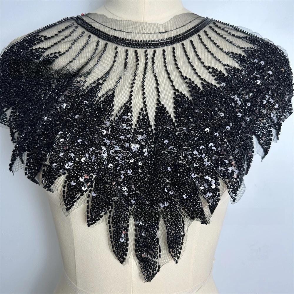 Gold Sequin Embroidered Collar Appliqu��: DIY Clothing Accessory (50x3
