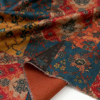 Bohemian Geometric Jacquard Tea Silk Satin Fabric: 59"W Upholstery & Costume