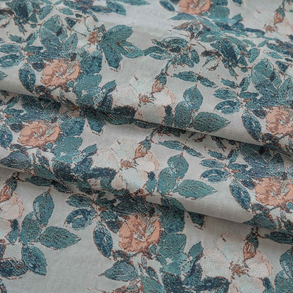 Tissu jacquard lurex à motif floral : revêtement tissé en relief 3D, 165 cm de large