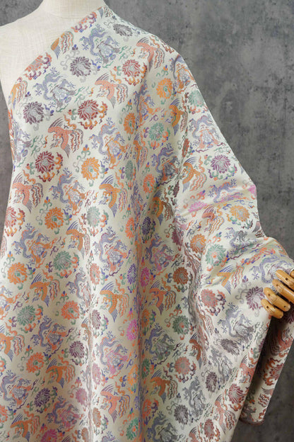 Dragon Brocade Fabric | Oriental Jacquard Sewing Material, 58"W