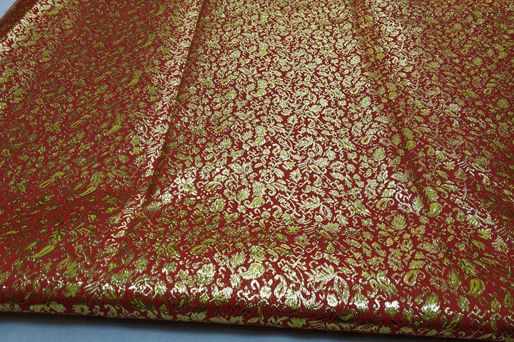 Metallic Paisley Brocade Fabric: Chinese Jacquard, 29.5" Wide