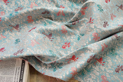 Butterfly Brocade Fabric: Gold Thread Nishijin Kimono Fabric, 57"W