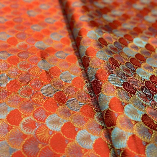 Japanese Shell Kinran Brocade Fabric: Elegant Silk Jacquard (59" W)