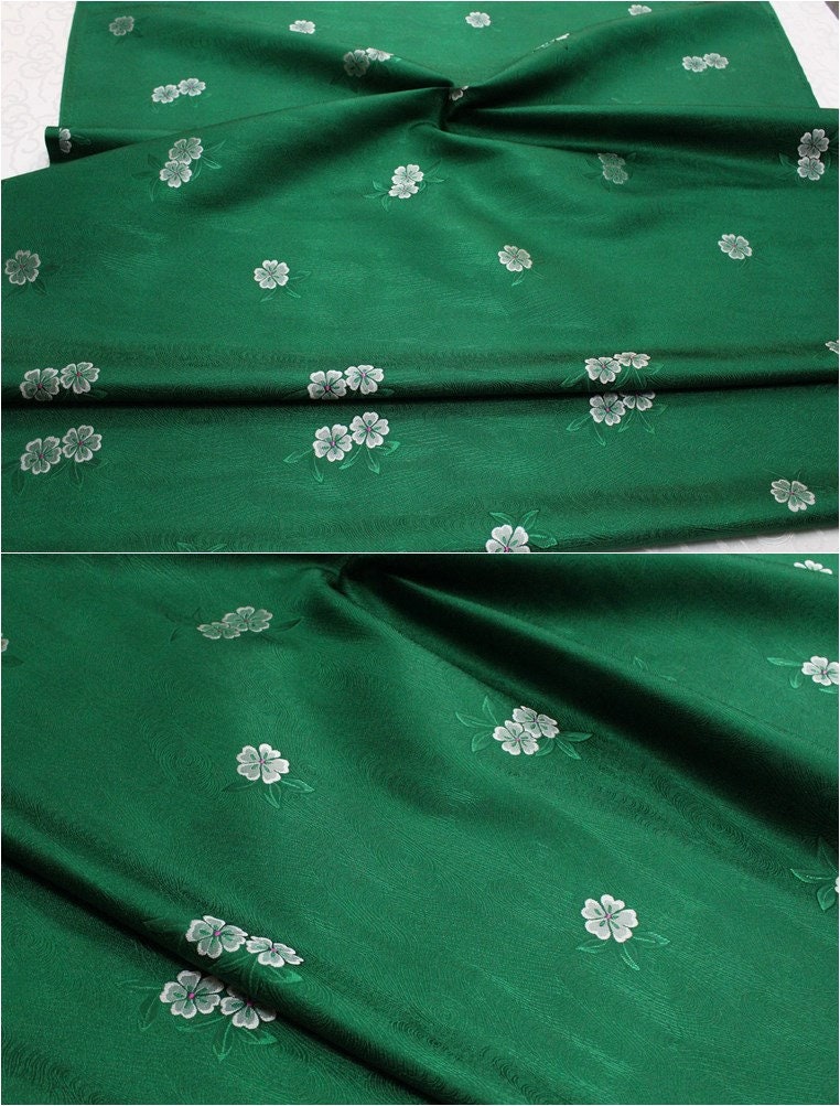 Tissu brocart jacquard à motifs floraux : Cheongsam Qipao bleu sarcelle - Matériel pour la confection de vêtements