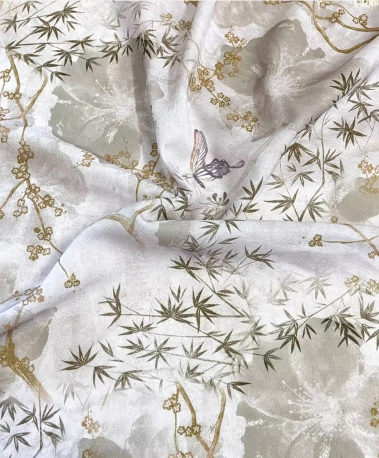 Butterfly Print Polyester Fabric: Antique Style Upholstery, Costume, Decor (55"W)