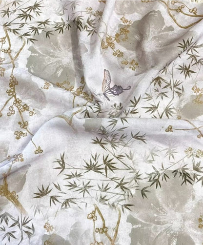 Butterfly Print Polyester Fabric: Antique Style Upholstery, Costume, Decor (55"W)