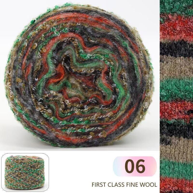 Fil de soie mohair teint à la main : Laine à tricoter dégradée arc-en-ciel (50 g/100 m)