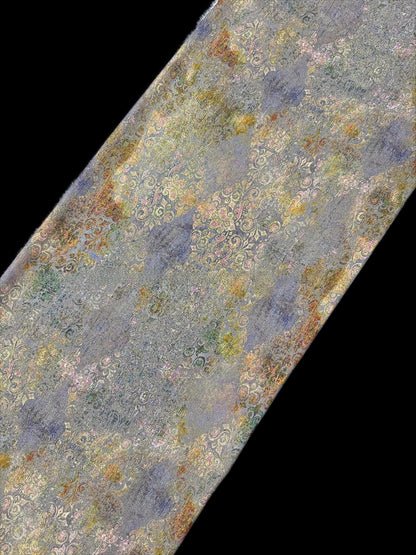 Oriental Silk Brocade Fabric: Gold Print Textile for Cheongsam, 55"Wide