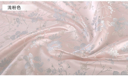 Plum Blossom Brocade Fabric: Light Pink Floral Sewing Material