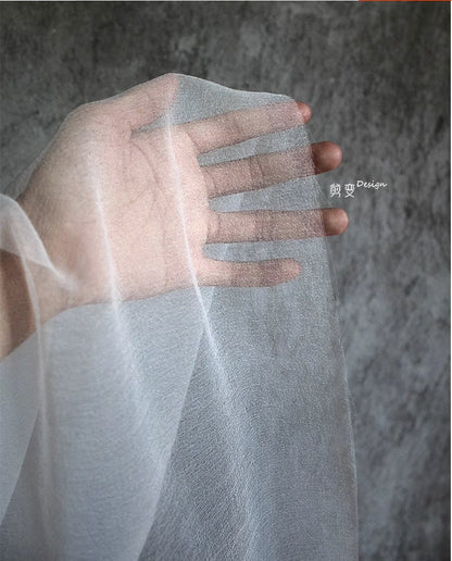 Tissu en maille blanche transparente, polyester doux au toucher, 150 cm de large, vendu au mètre