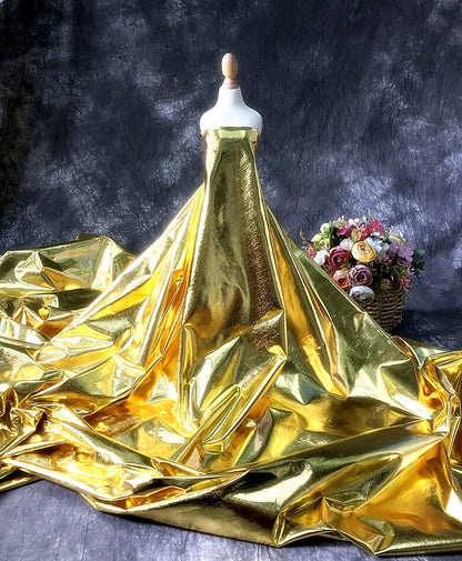 Tissu tricoté métallisé or brillant : Cosplay, costume, sac à main - Largeur : 140 cm