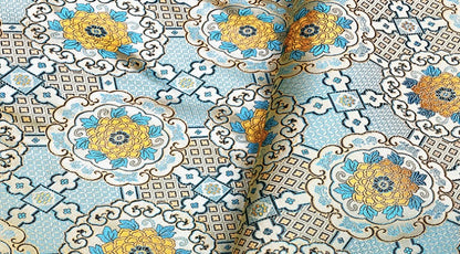 Tissu brocart impérial : Soie jacquard tibétaine faite main (au mètre)
