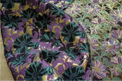 Gold Thread Jacquard Fabric: Retro Reversible Upholstery, Costume, Decor