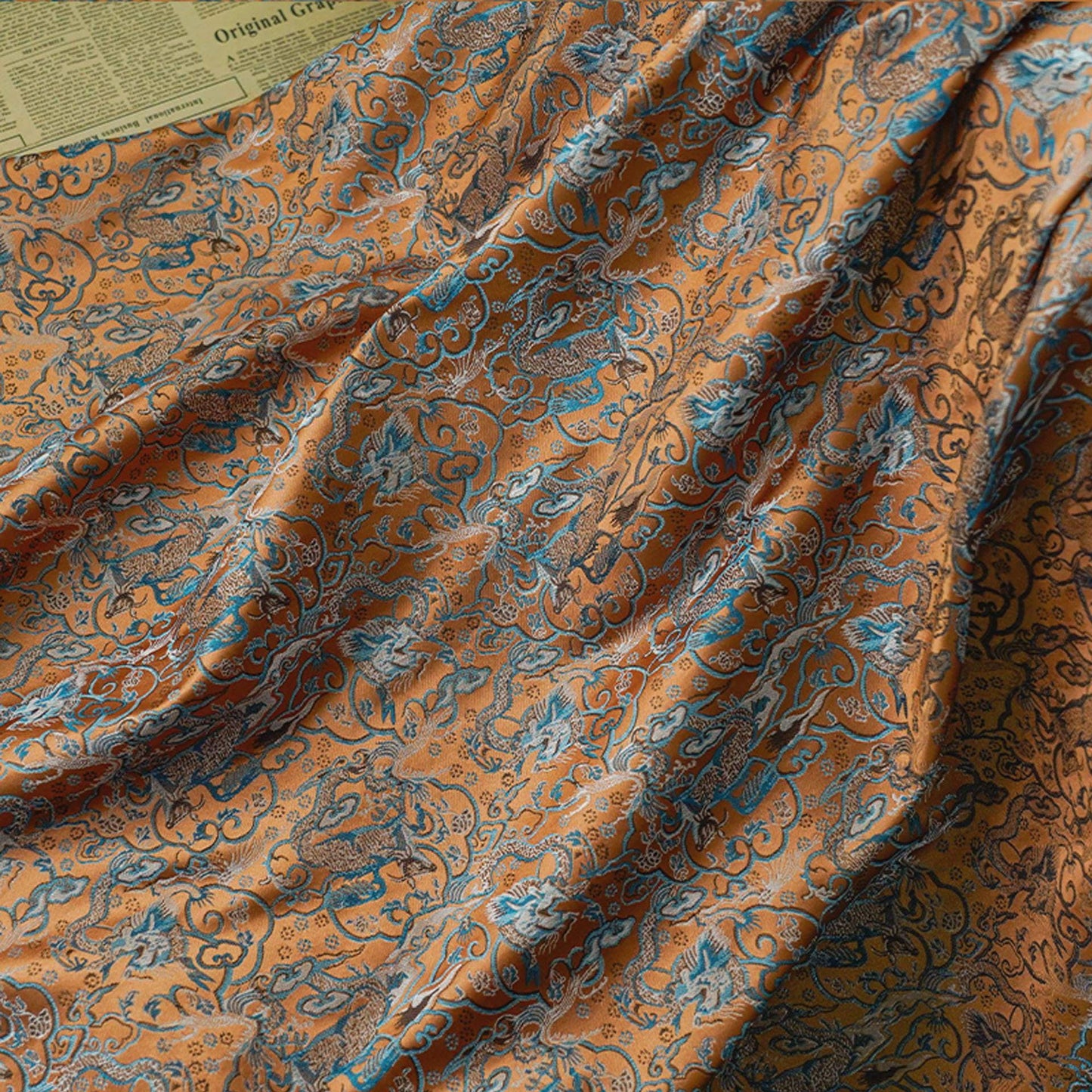 Handmade Silk Brocade Fabric: Chinese Song Dynasty Style, 59" Wide
