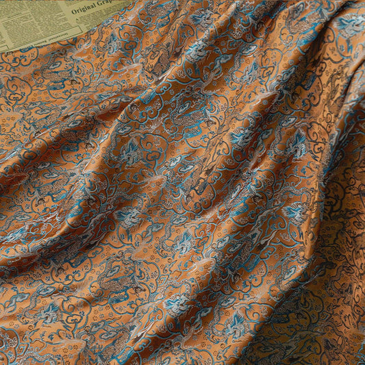 Handmade Silk Brocade Fabric: Chinese Song Dynasty Style, 59" Wide