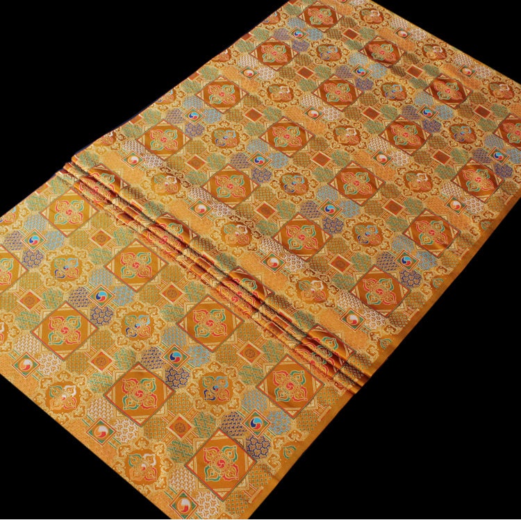 Mongolian Brocade Fabric: Tibetan Gown Material, 29.5" Wide, By The Meter