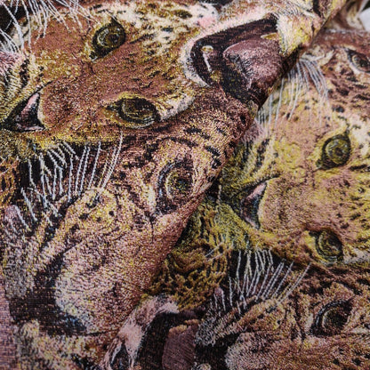 Tissu jacquard léopard tigre : revêtement d’ameublement tissé en relief, 152 cm de large