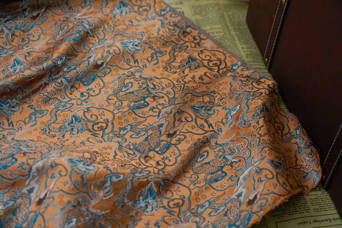 Handmade Silk Brocade Fabric: Chinese Song Dynasty Style, 59" Wide