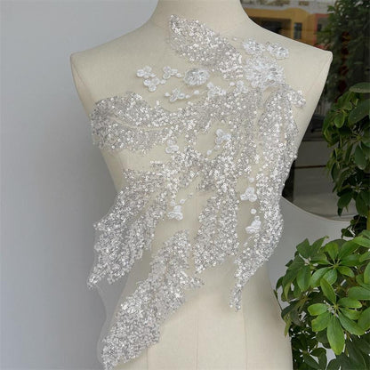 Sequin Embroidered Lace Trim: Bridal Wedding Dress Accessory